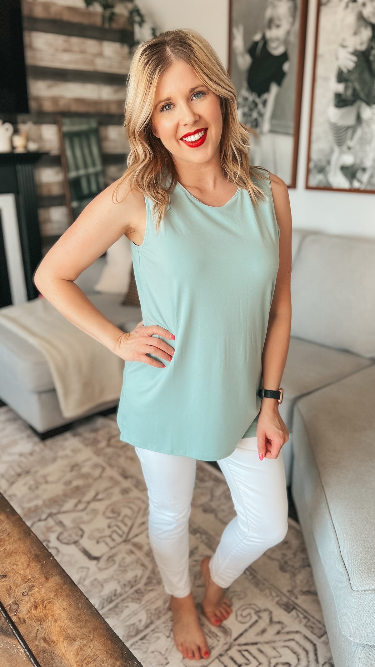 Janie Tank Top: Mint