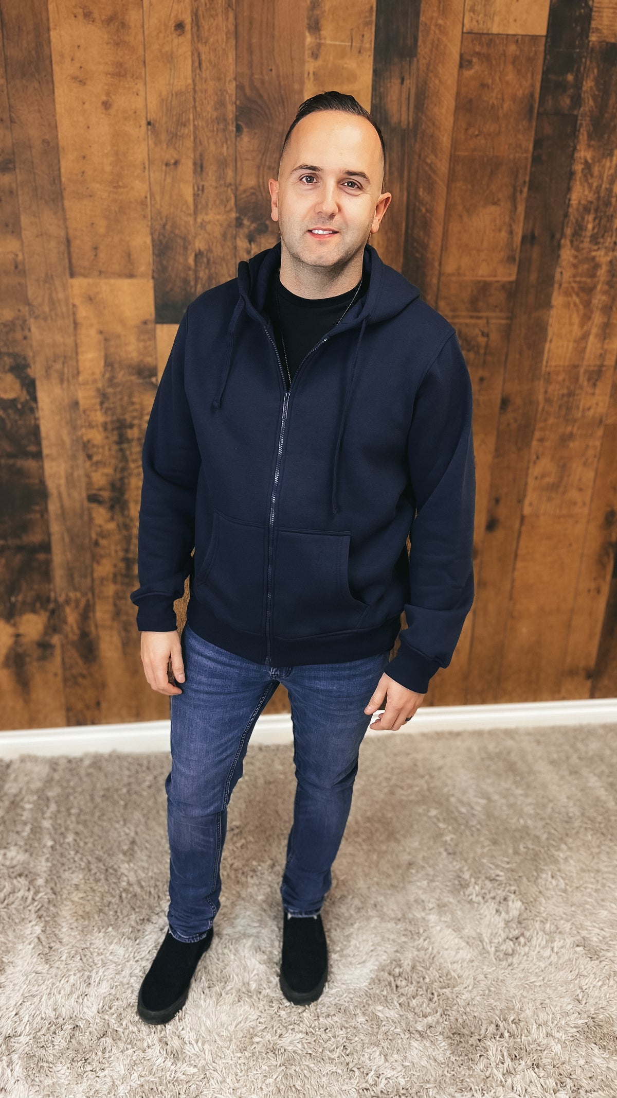 Steven Zip Up Hoodie: Navy