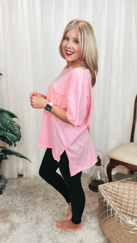 Mia Oversized Tee: Pink