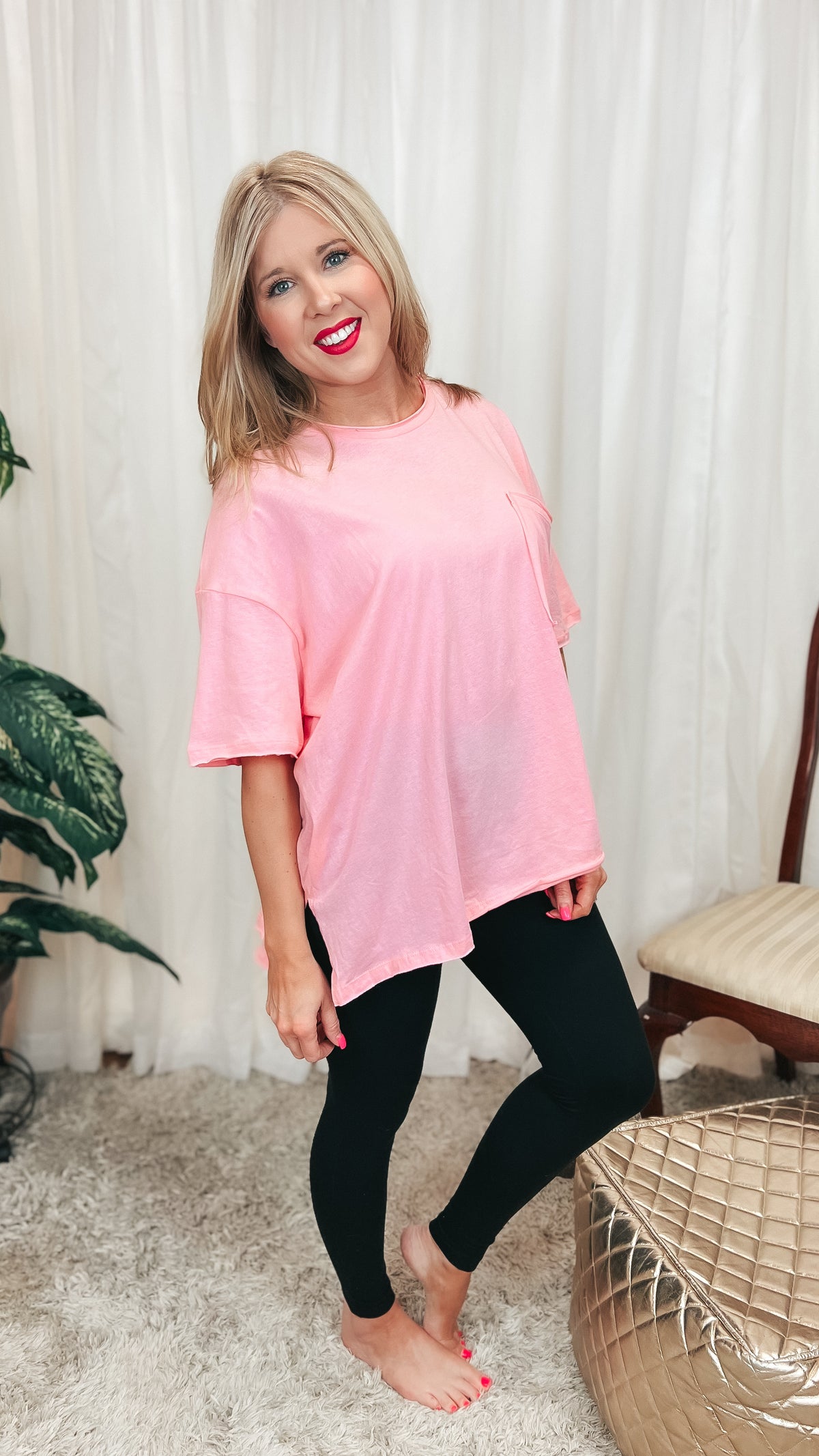 Mia Oversized Tee: Pink