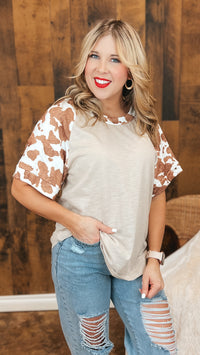 Vanessa Animal Print Sleeve Top