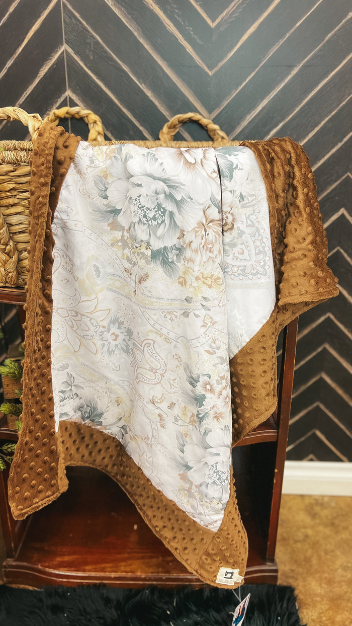 Mama Made It- Sleepy Snuggle Blanket: Brown Vintage Floral