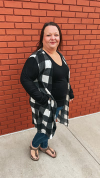 Donna Plaid Cardigan: Ivory & Black