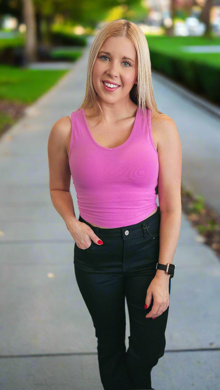 Pink trendy crop tank top