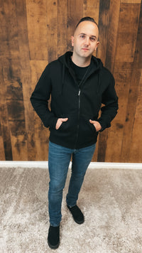 Steven Zip Up Hoodie: Black