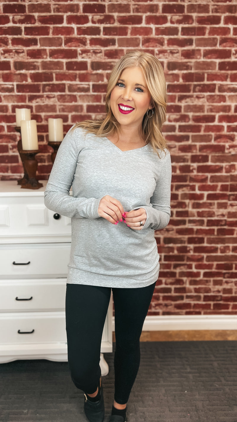 Layne Long Sleeve Top: Grey