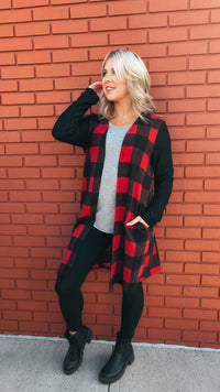 Donna Plaid Cardigan: Red & Black