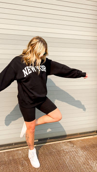 black graphic boyfriend fit sweatshirt