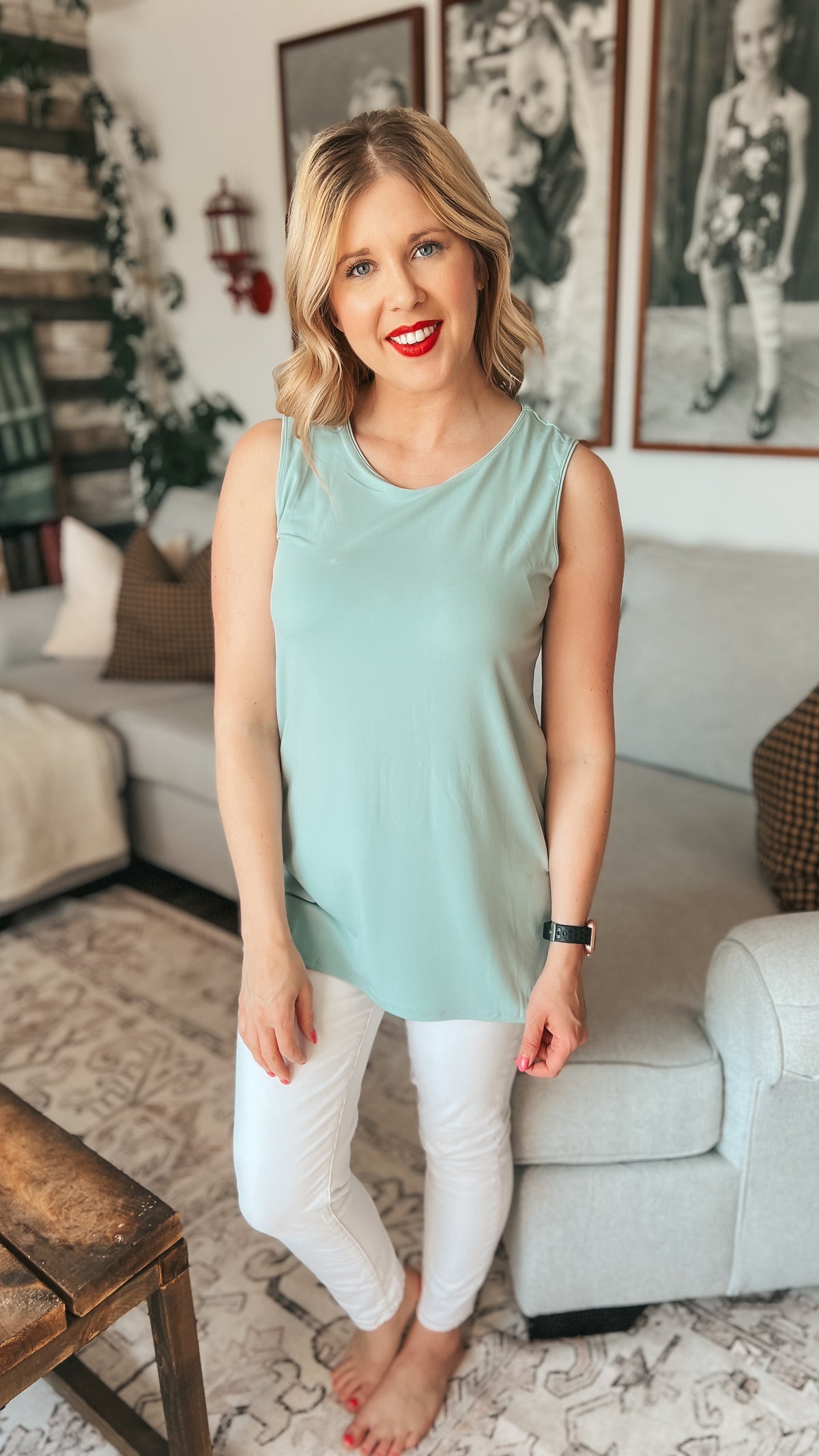 Janie Tank Top: Mint