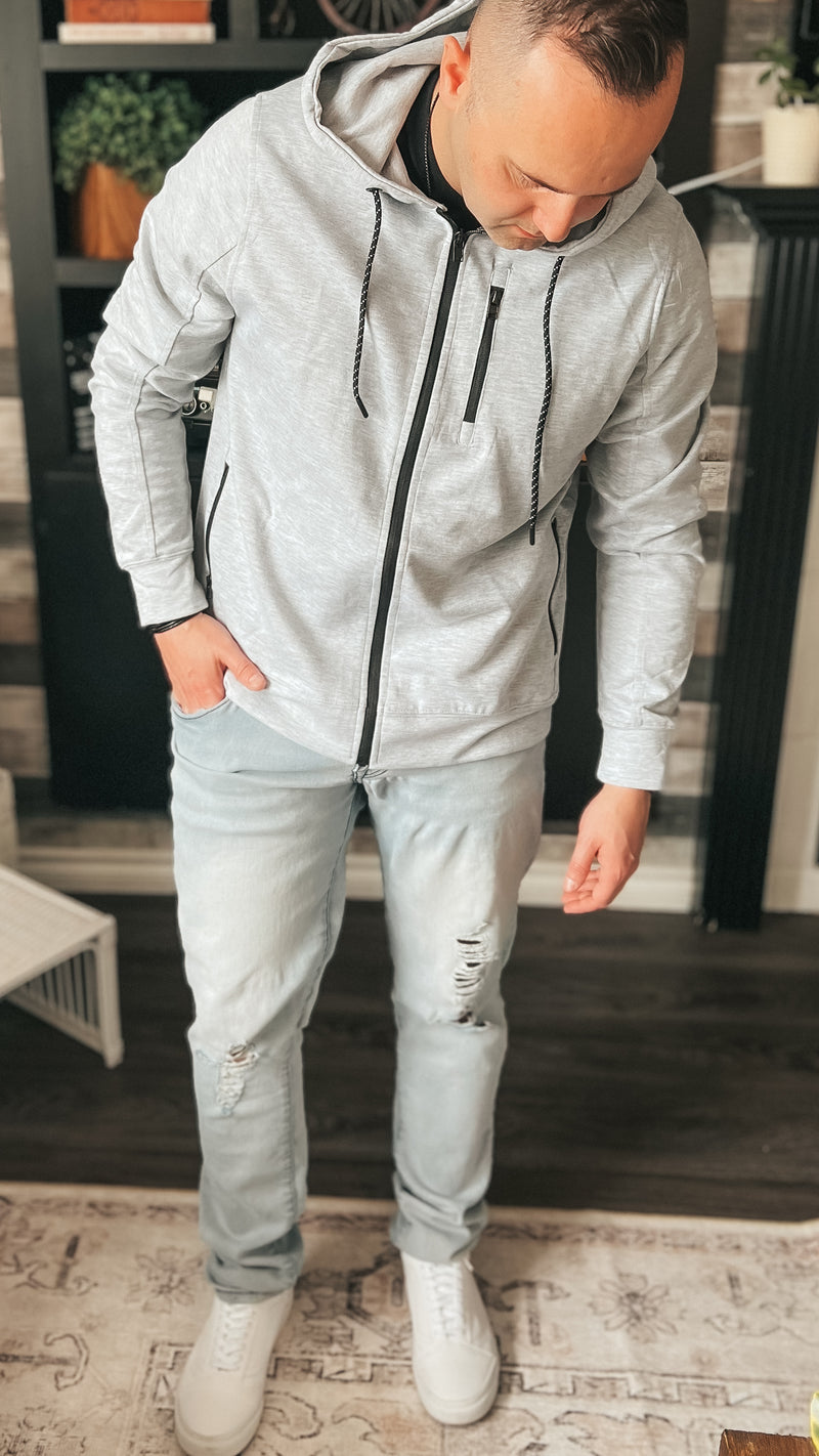 James Zip-Up Hoodie: Gray