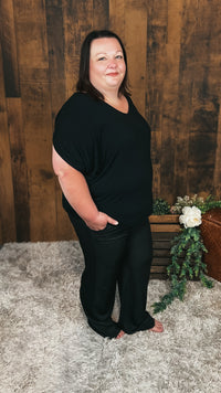 black ribbed lounge pants