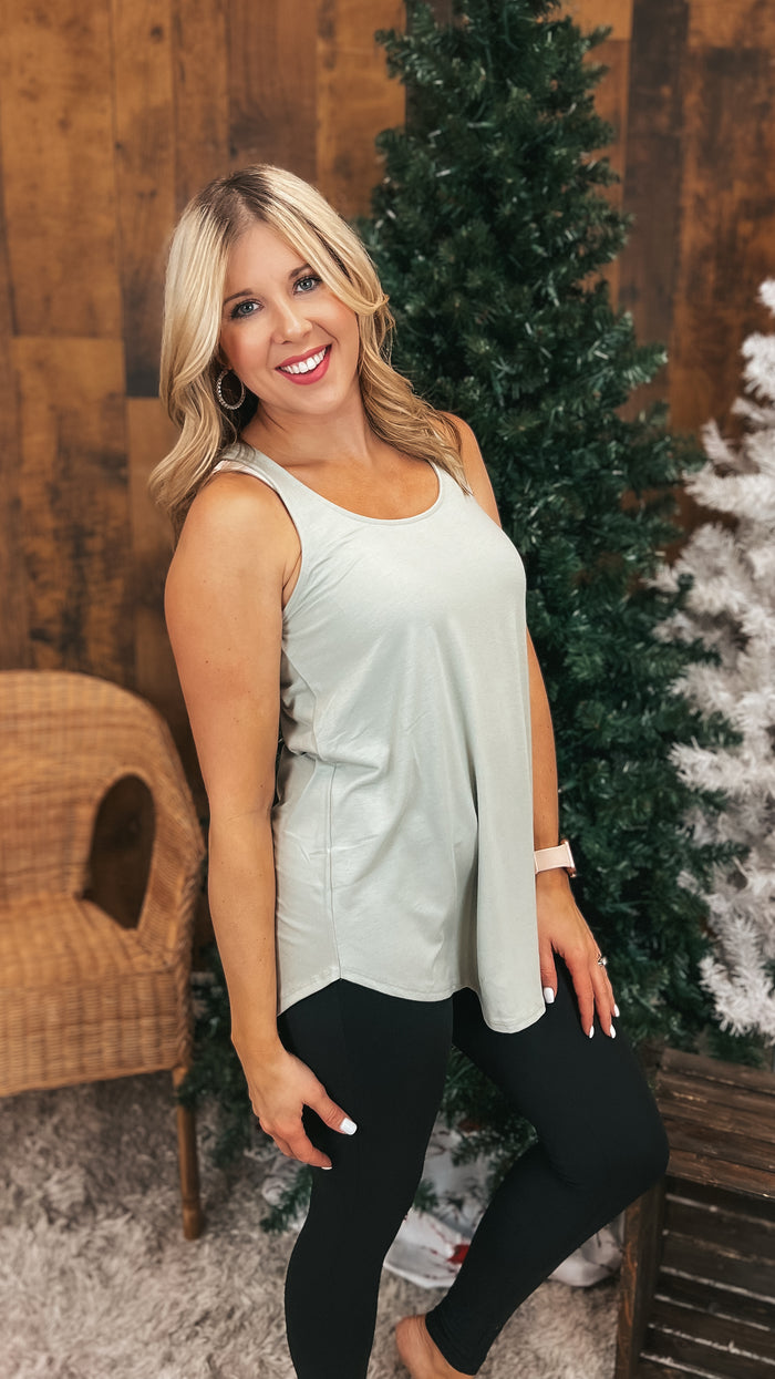 Jackie Tank Top: Sage