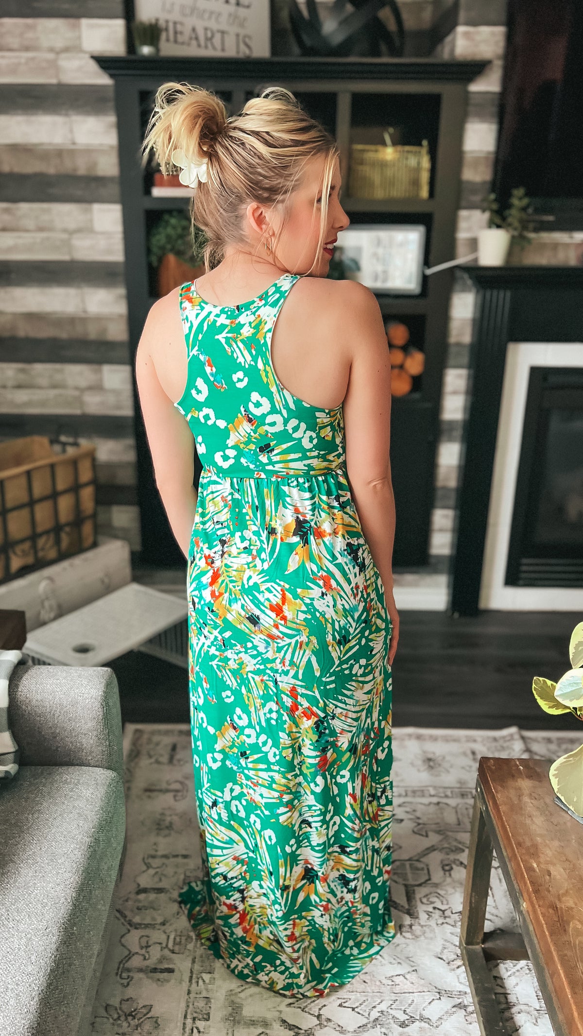 Madison Maxi Dress: Green Mix