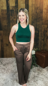 ribbed tank top bralette in hunter green