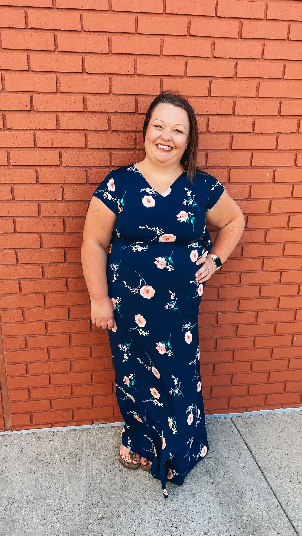 Lily 2.0 Short Sleeve Maxi Dress: Navy