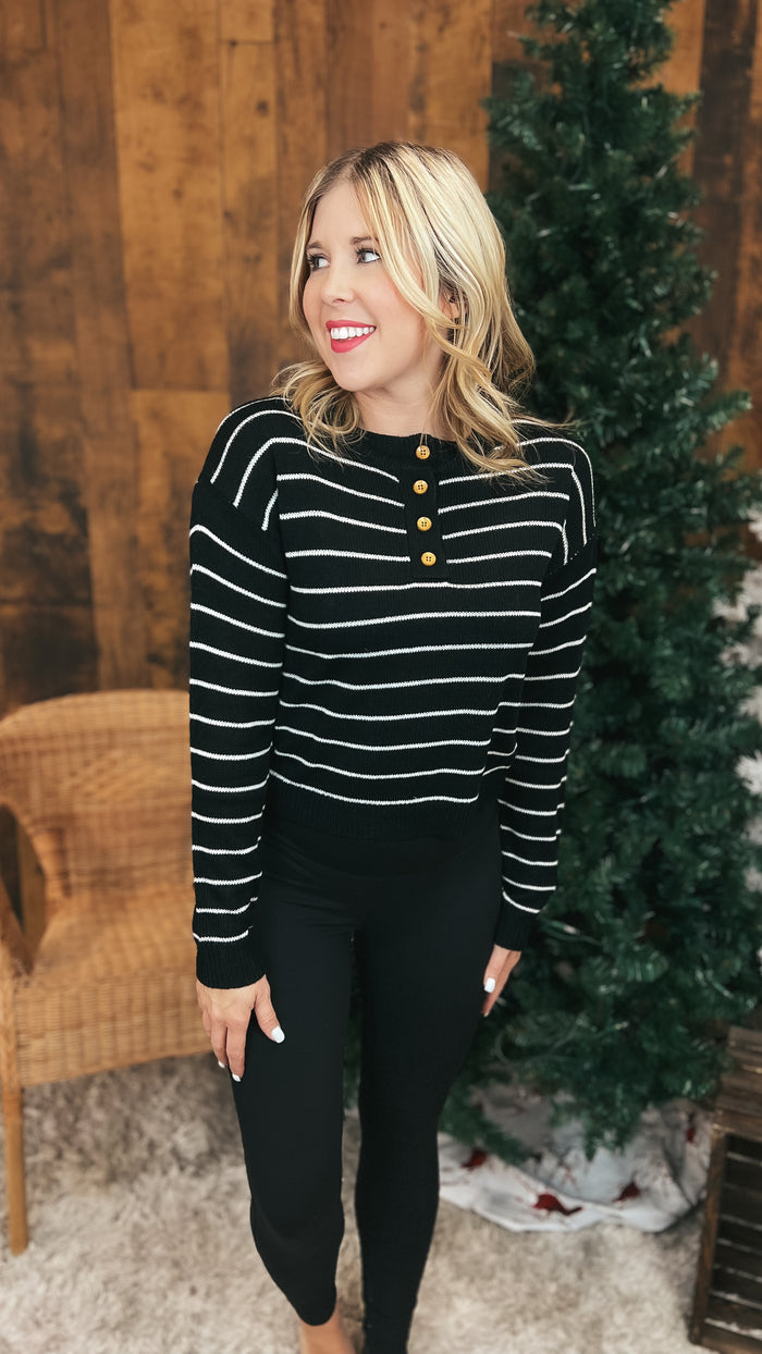 Danielle Stripe Sweater: Black