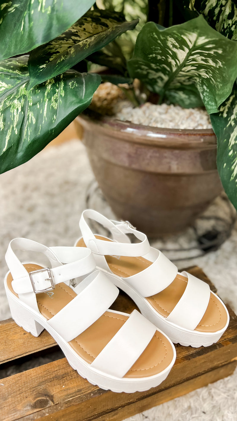 Cher Chunky Heel Sandal: White