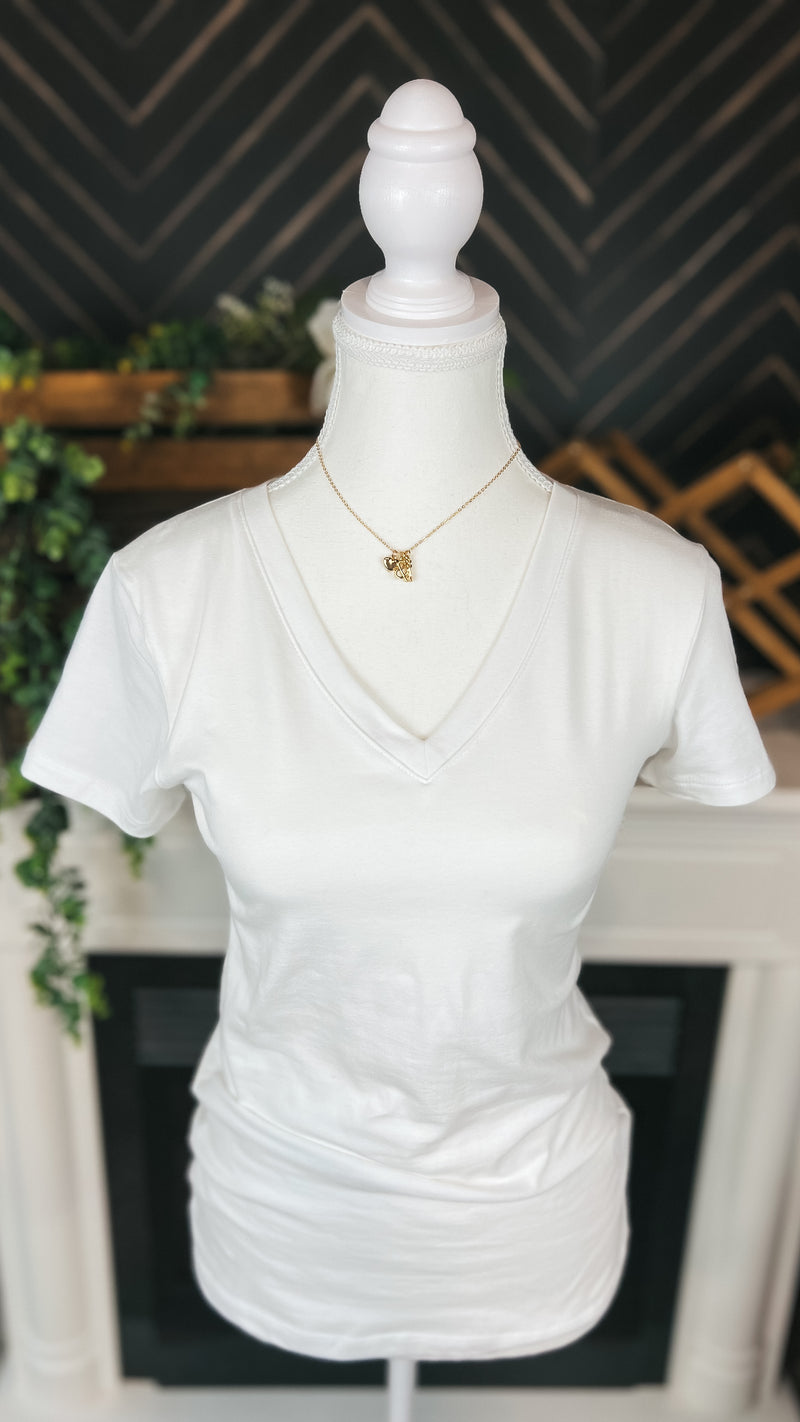 Becca V-Neck Tee: White