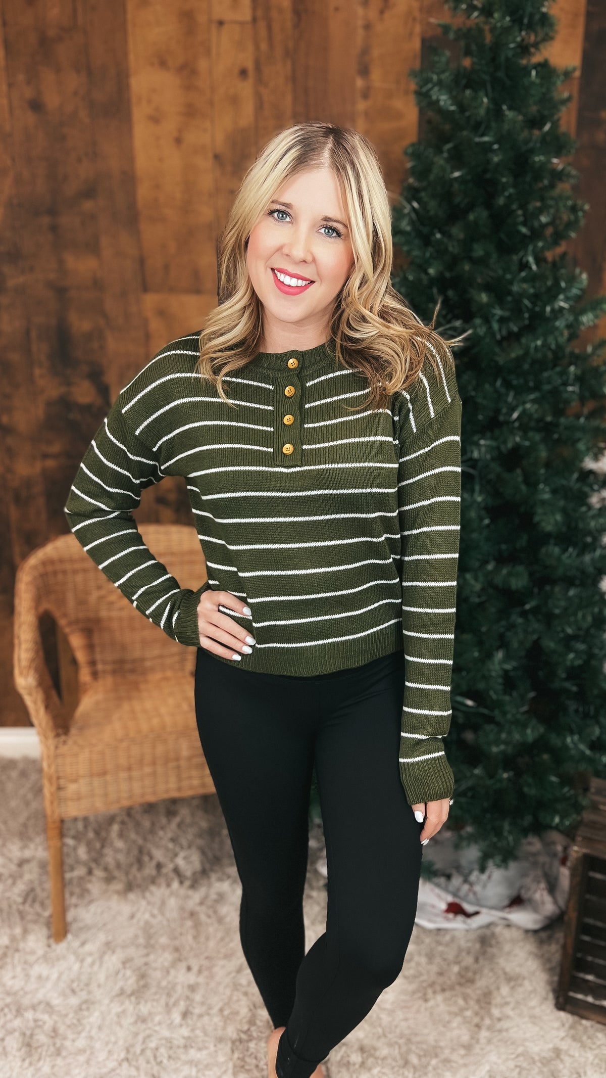 Danielle Stripe Sweater: Green