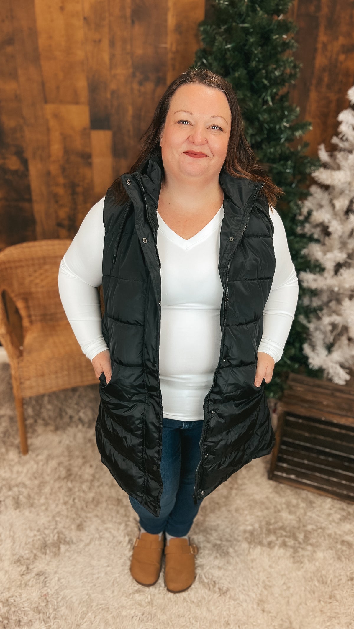 Claire Puffer Vest: Black