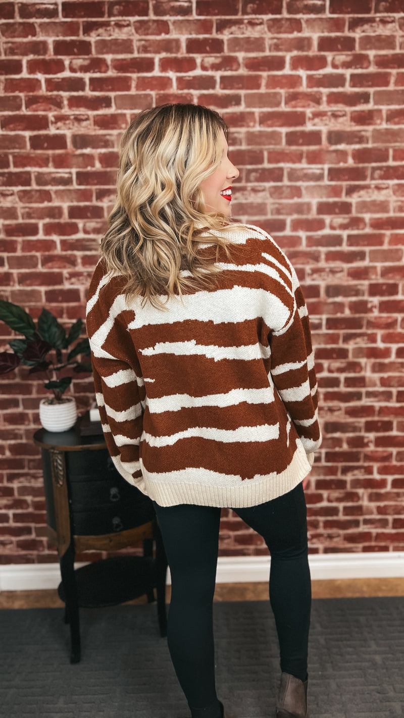 Lea Zebra Knit Cardigan