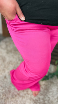 hot pink ribbed lounge pants