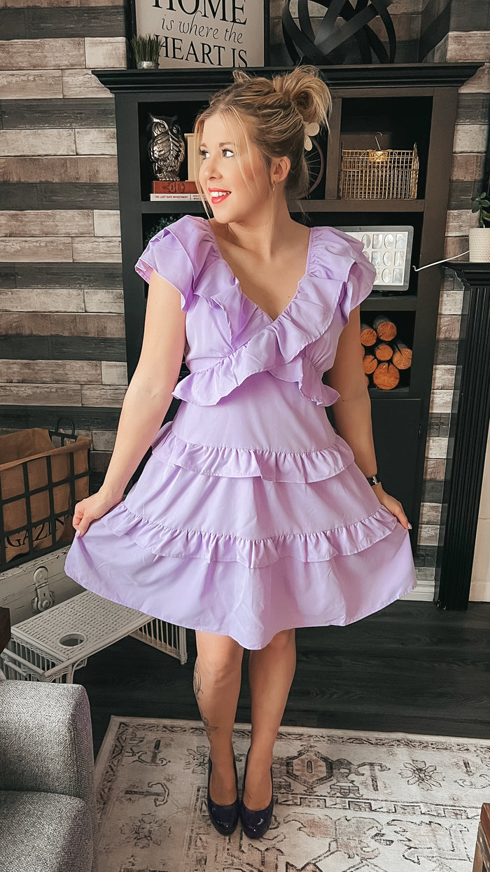 Haley Ruffle Dress: Lavender