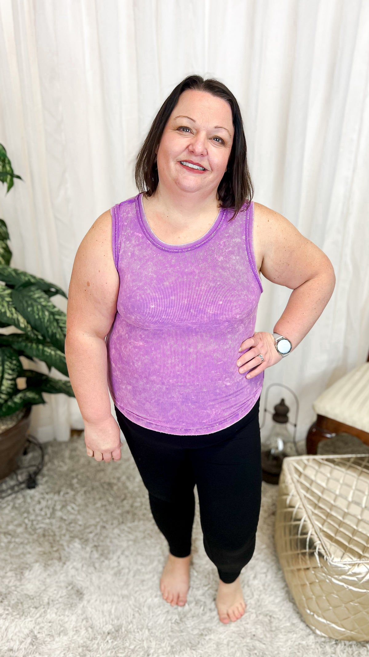 Alexis Ribbed Tank Top: Violet