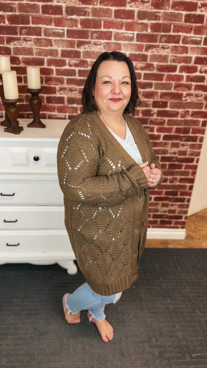 Becky Knit Cardigan: Brown