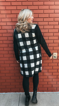 Donna Plaid Cardigan: Ivory & Black