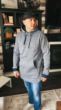 Mens long scoop hoodie with side zippers