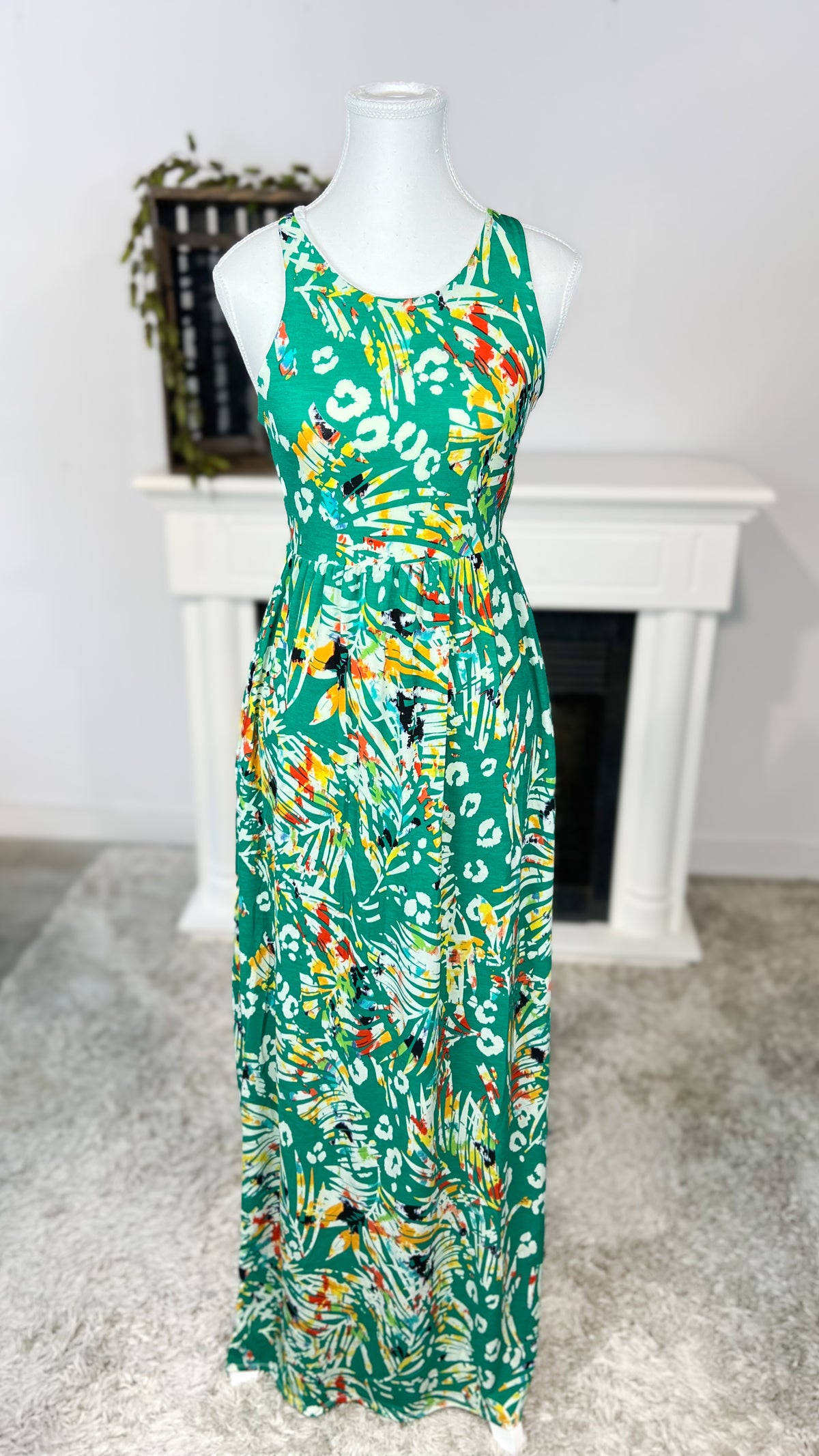 Madison Maxi Dress: Green Mix