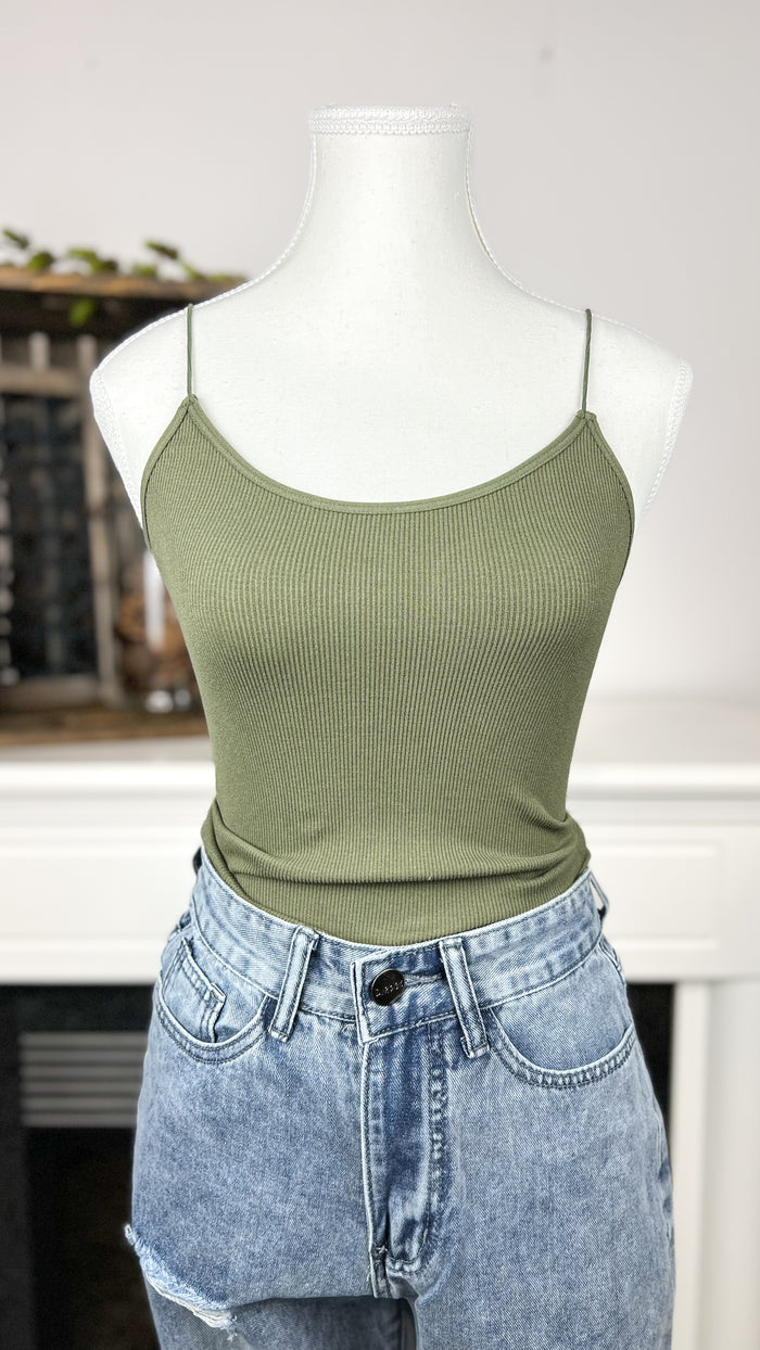 Hazel Cami Bodysuit: Olive *SALE*