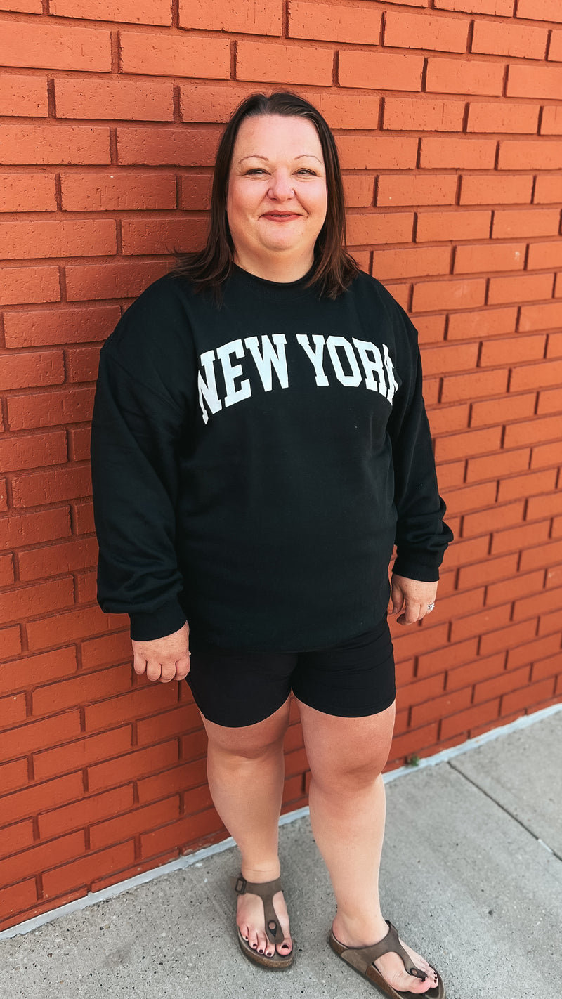 New York Relaxed Graphic Sweatshirt: Black