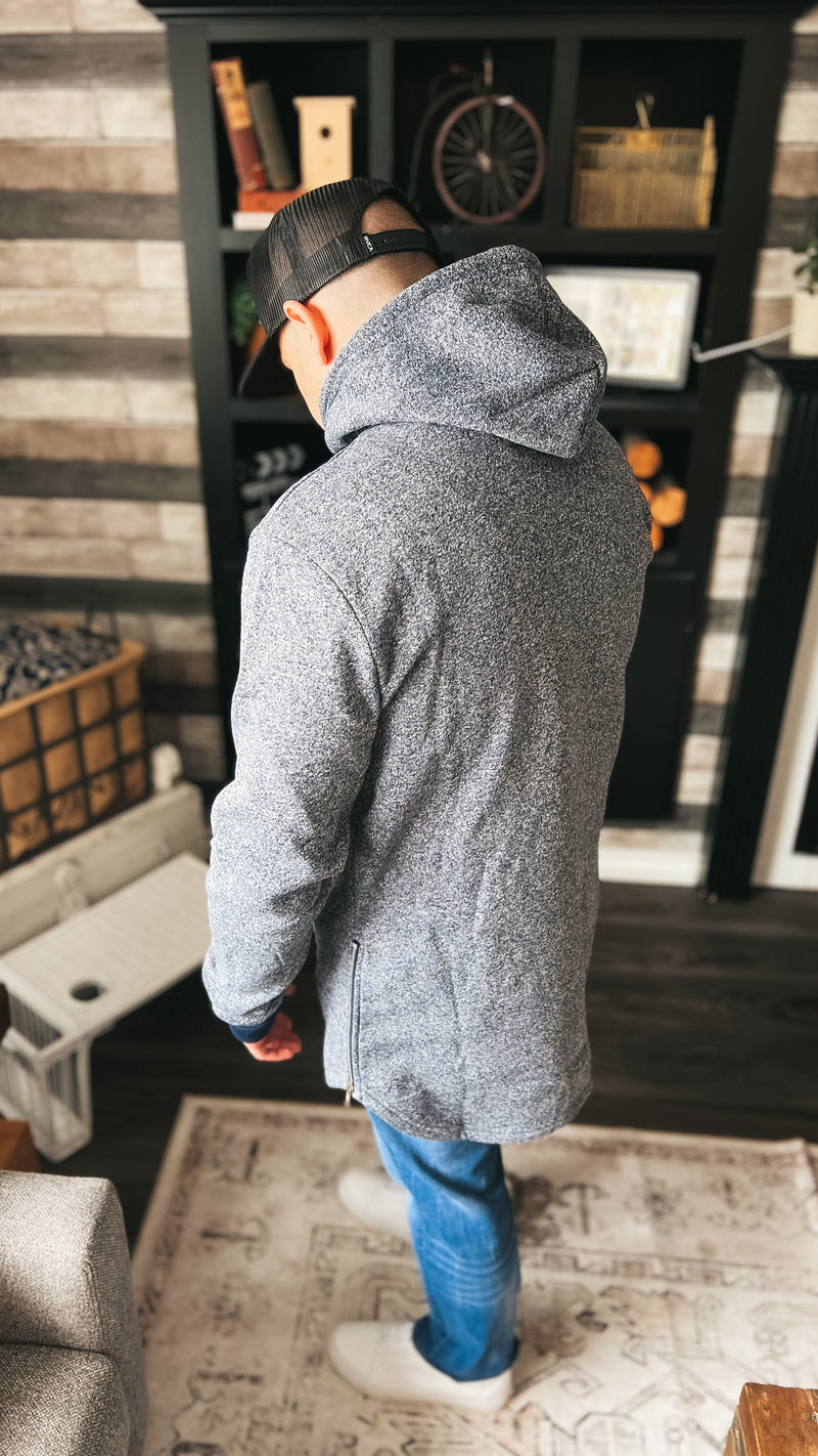 Mens long scoop hoodie with side zippers