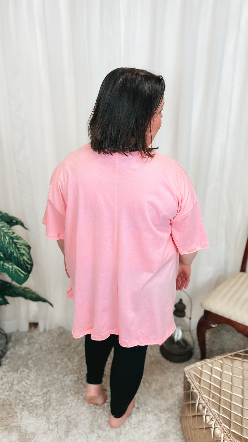 Mia Oversized Tee: Pink