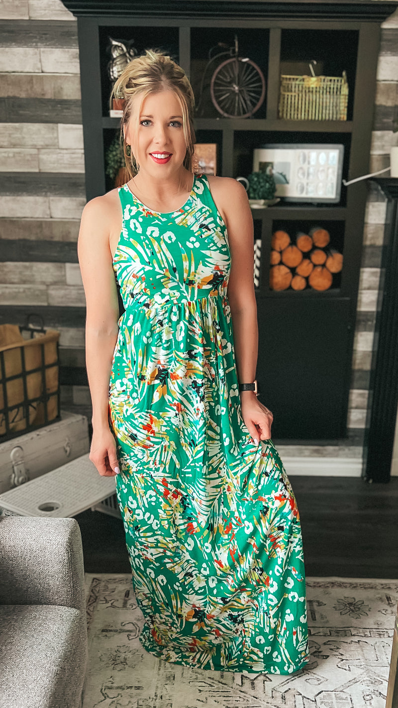 Madison Maxi Dress: Green Mix