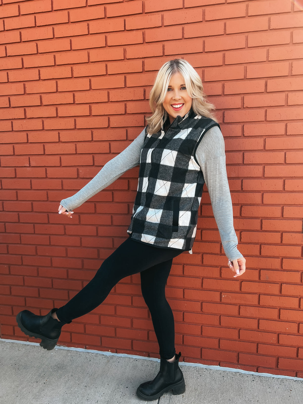 Heather Plaid Quilted Vest