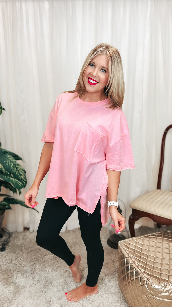 Mia Oversized Tee: Pink