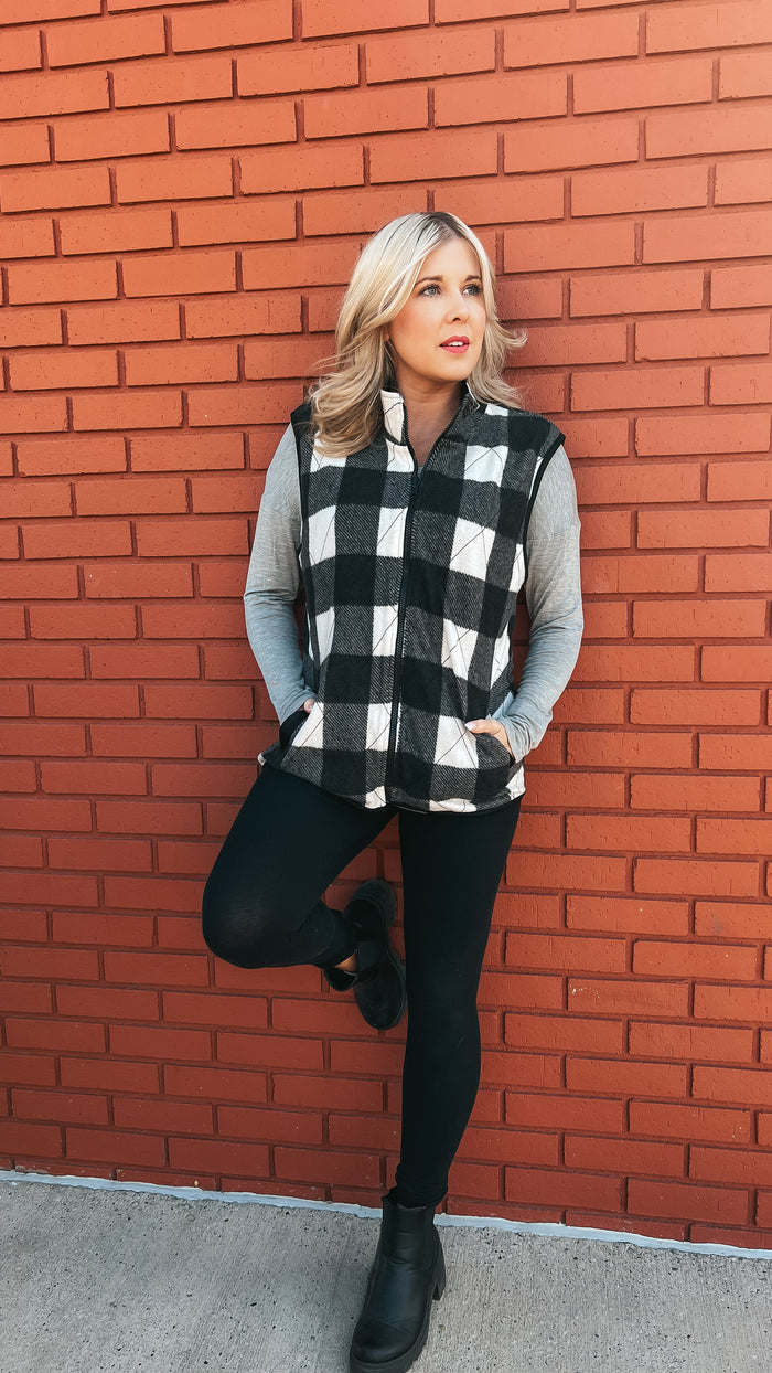 Heather Plaid Quilted Vest