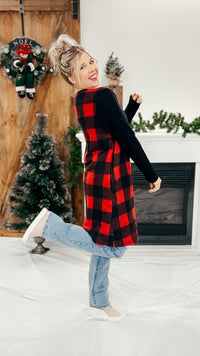 Donna Plaid Cardigan: Red & Black