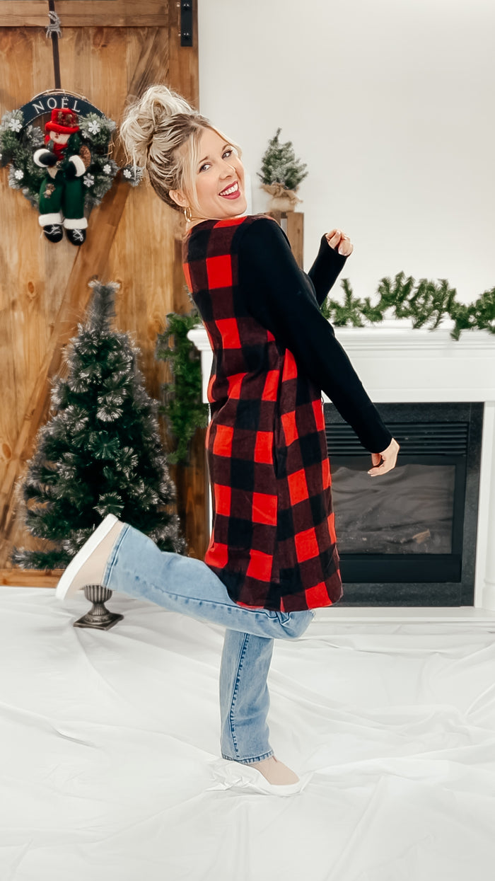 Donna Plaid Cardigan: Red & Black *SALE*