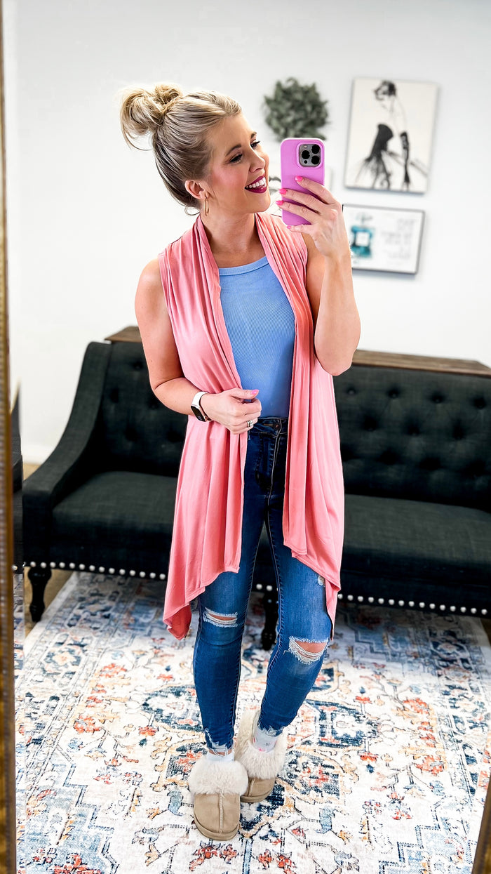 Lorraine Vested Cardigan: Rose