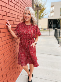 Christine Floral Dress: Burgundy *SALE*