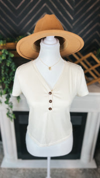 Samantha Ribbed Tee: Ivory