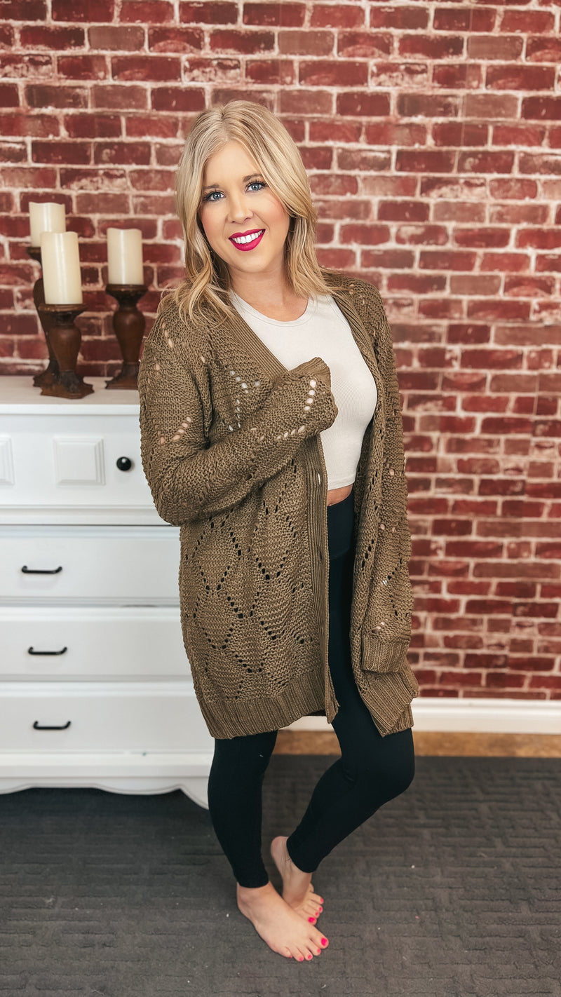 Becky Knit Cardigan: Brown