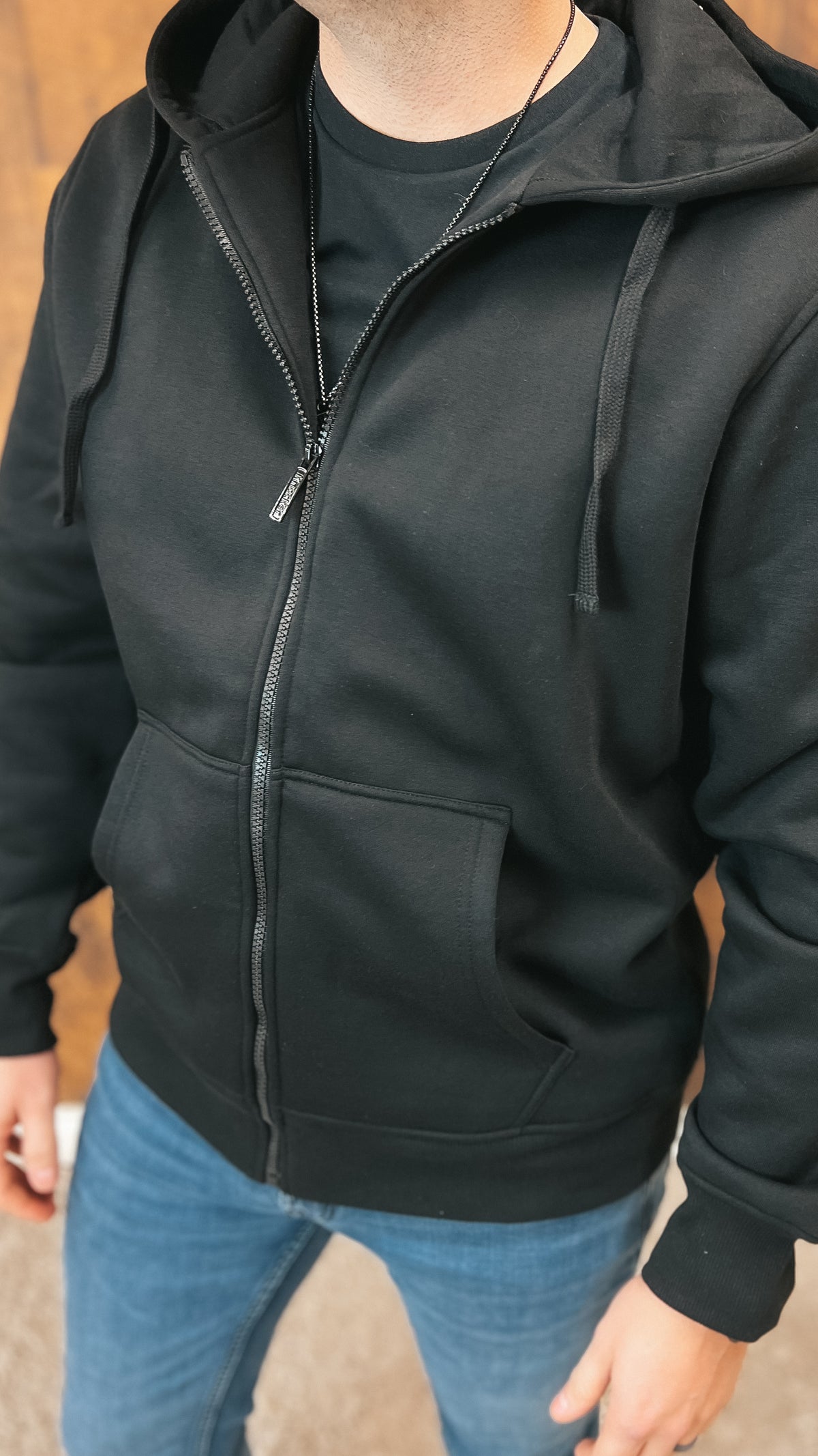 Steven Zip Up Hoodie: Black