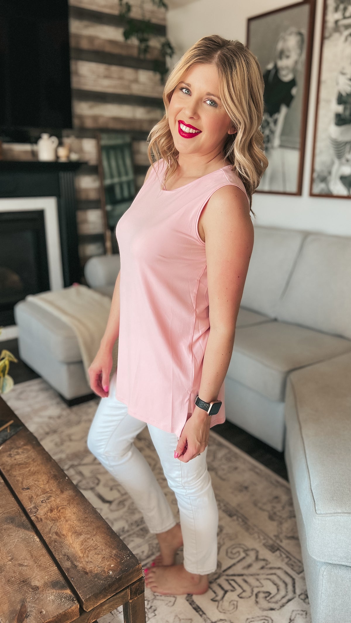 Janie Tank Top: Pink