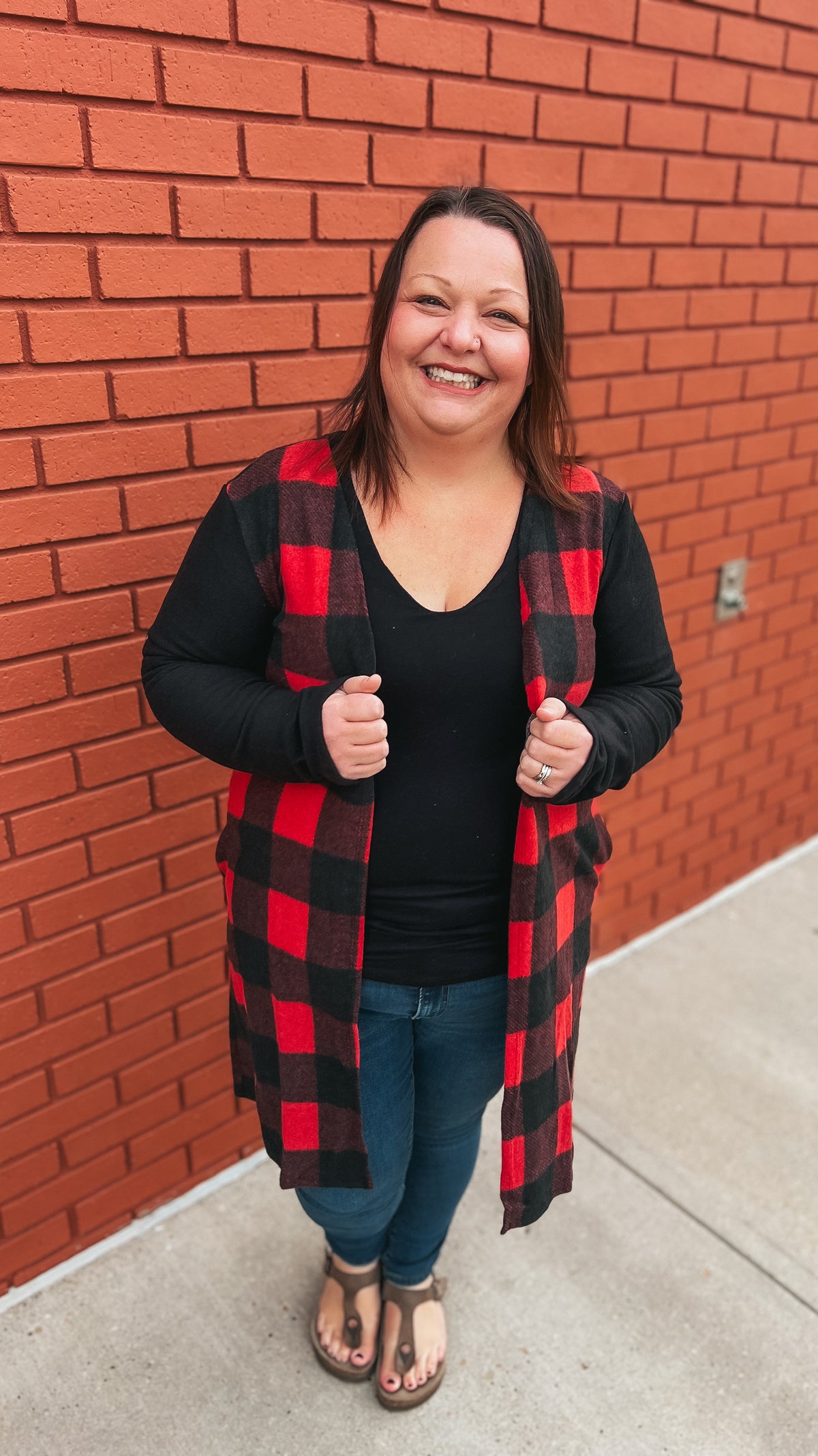 Donna Plaid Cardigan: Red & Black