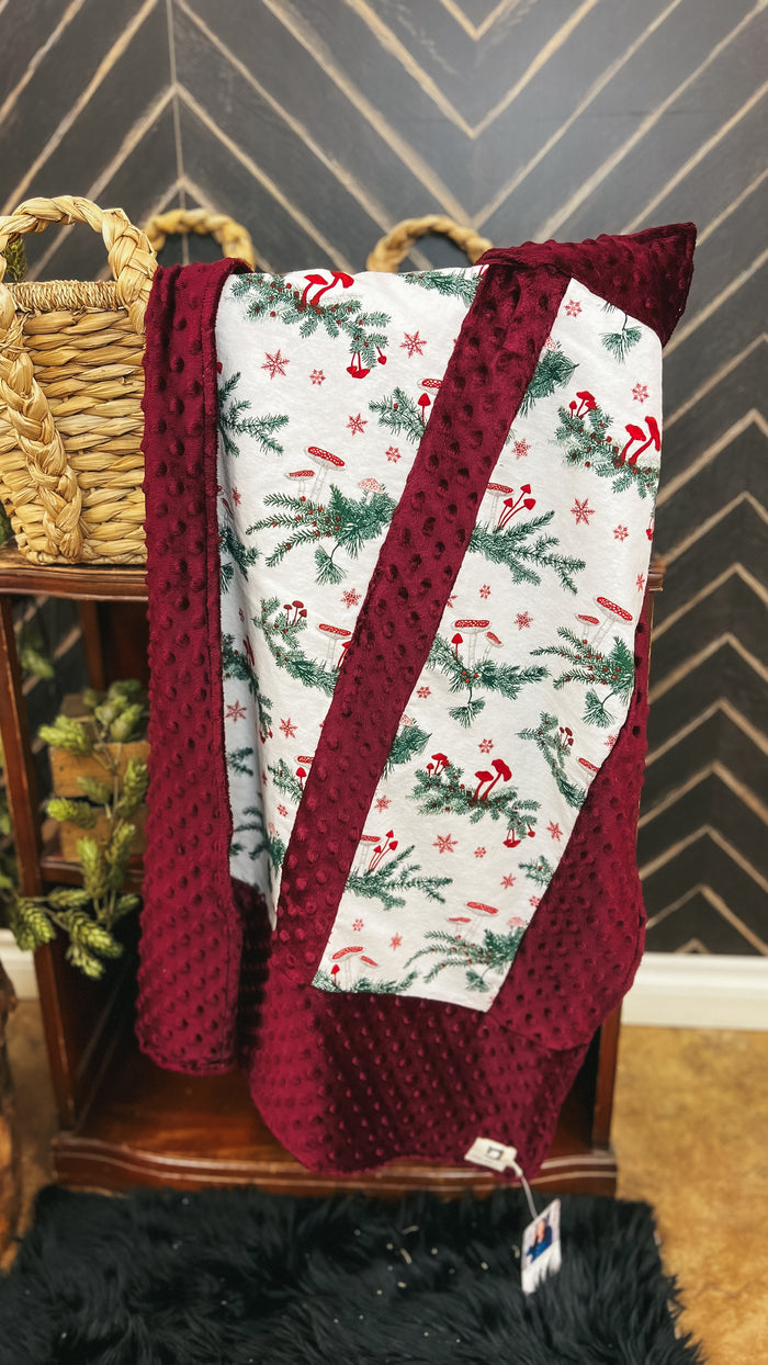 Mama Made It- Sleepy Snuggle Blanket: Burgundy Holly